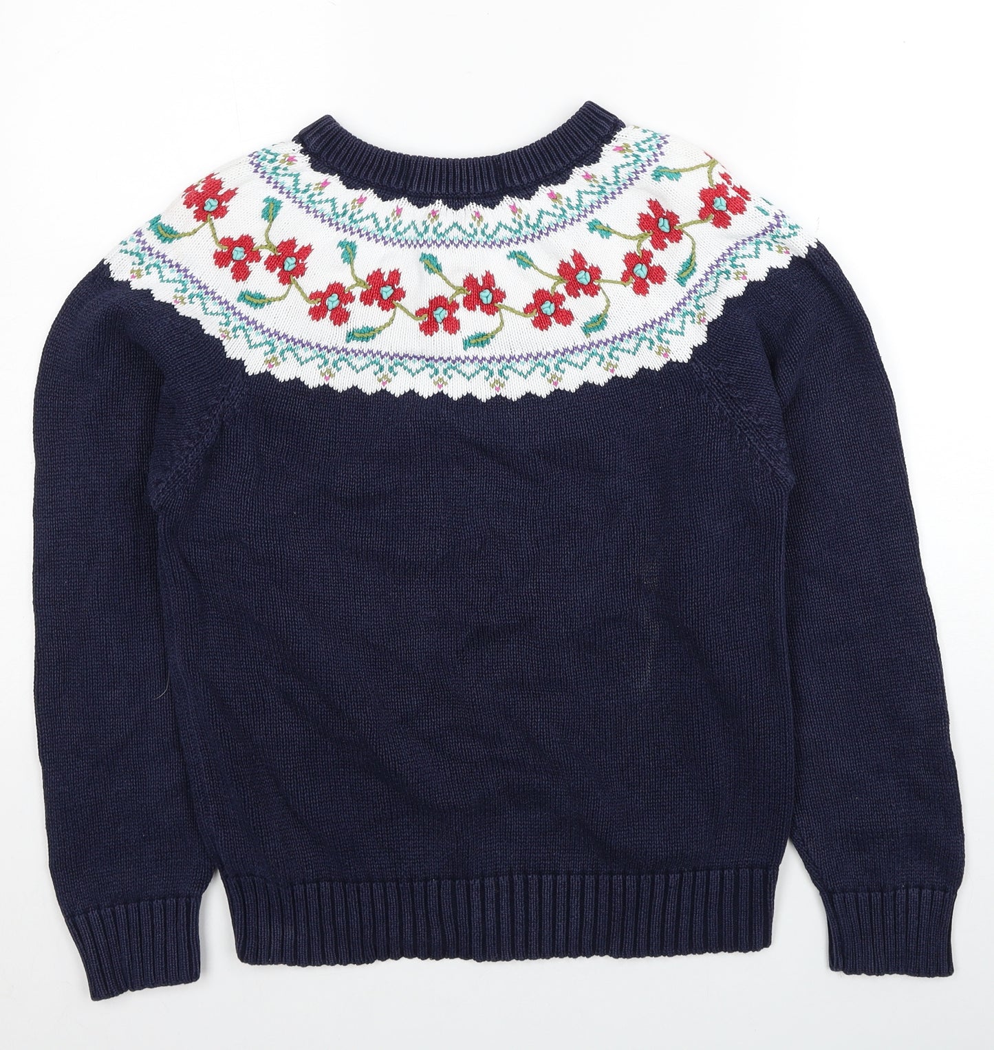 Jumpers Womens Blue Round Neck Cotton Pullover Jumper Size S