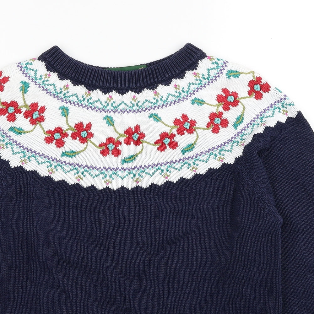 Jumpers Womens Blue Round Neck Cotton Pullover Jumper Size S