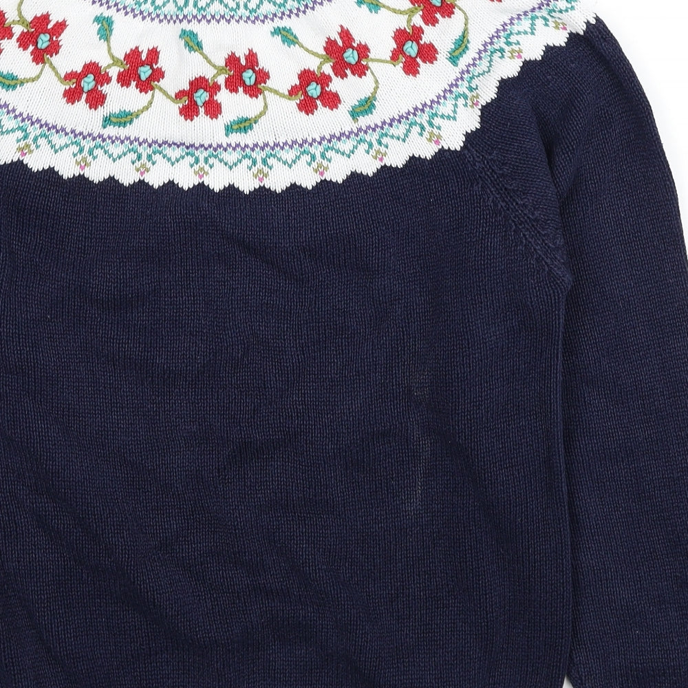 Jumpers Womens Blue Round Neck Cotton Pullover Jumper Size S
