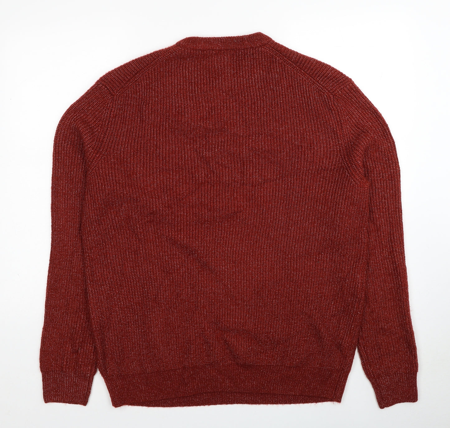 Marks and Spencer Mens Red Round Neck Polyamide Pullover Jumper Size L Long Sleeve
