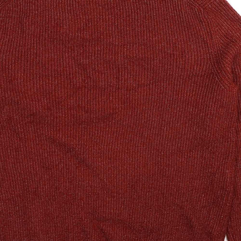 Marks and Spencer Mens Red Round Neck Polyamide Pullover Jumper Size L Long Sleeve