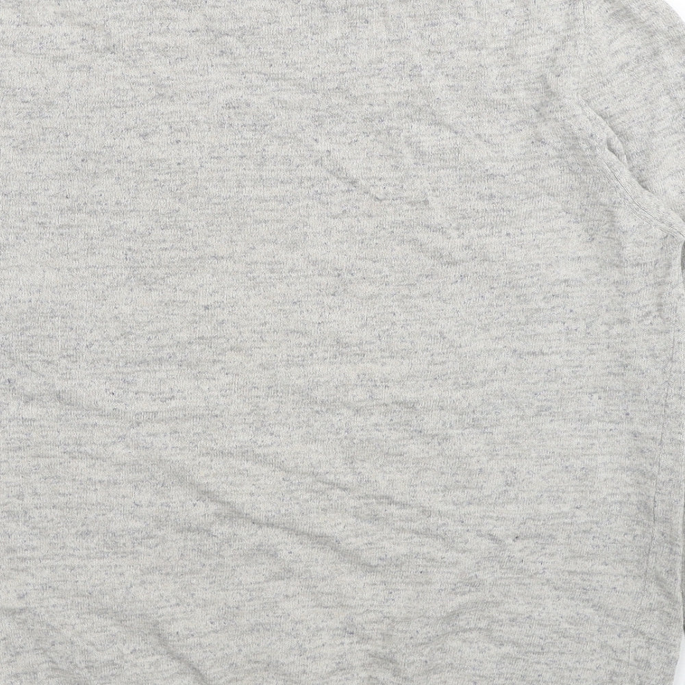 Zara Mens Grey Round Neck Cotton Pullover Jumper Size L Long Sleeve