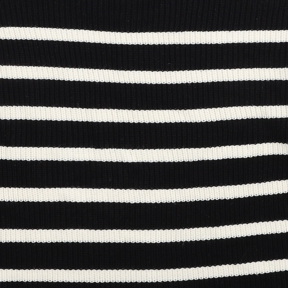 New Look Womens Black Round Neck Striped Acrylic Pullover Jumper Size S