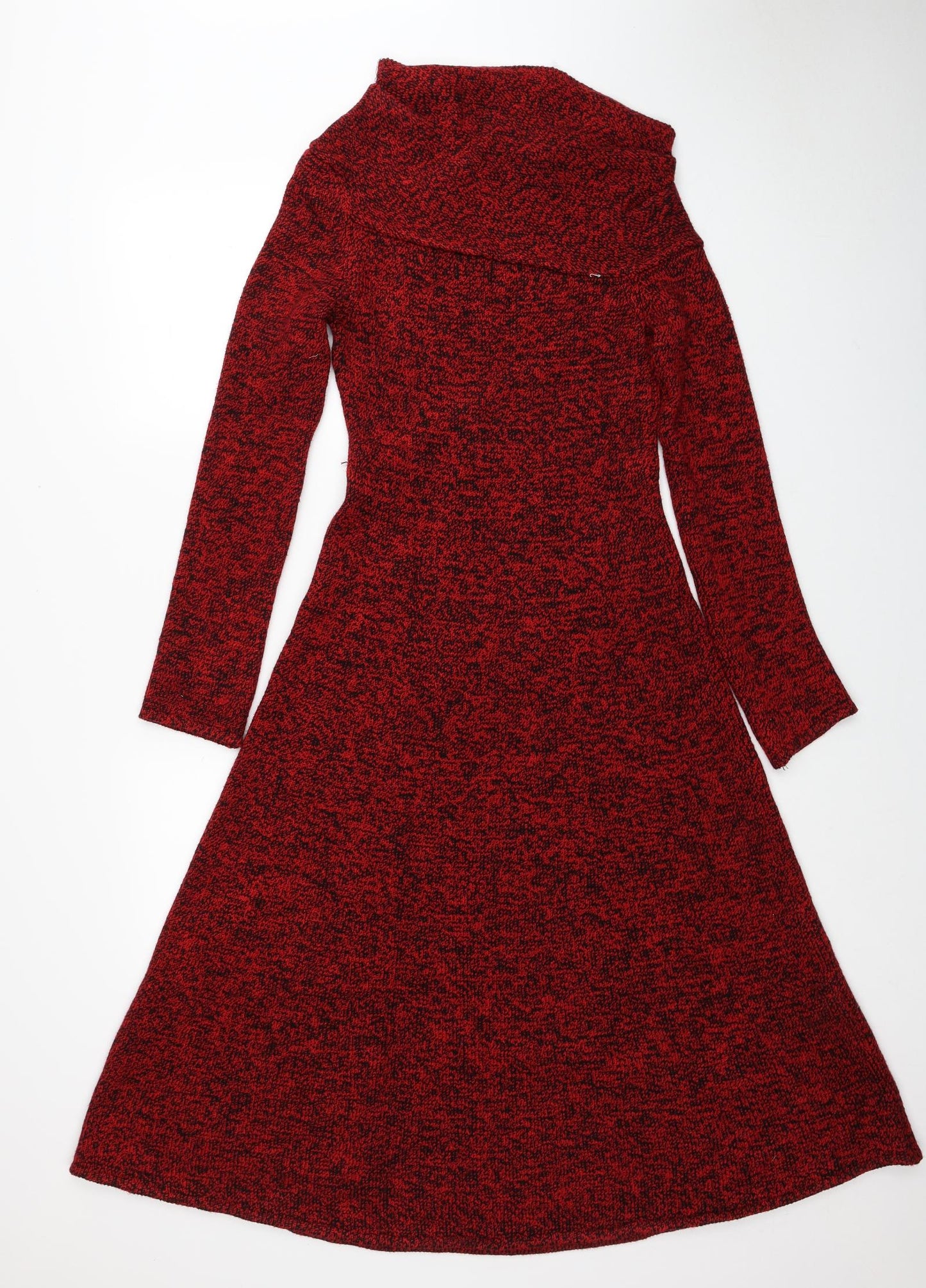 Zara Womens Red Acrylic Jumper Dress Size M V-Neck Pullover