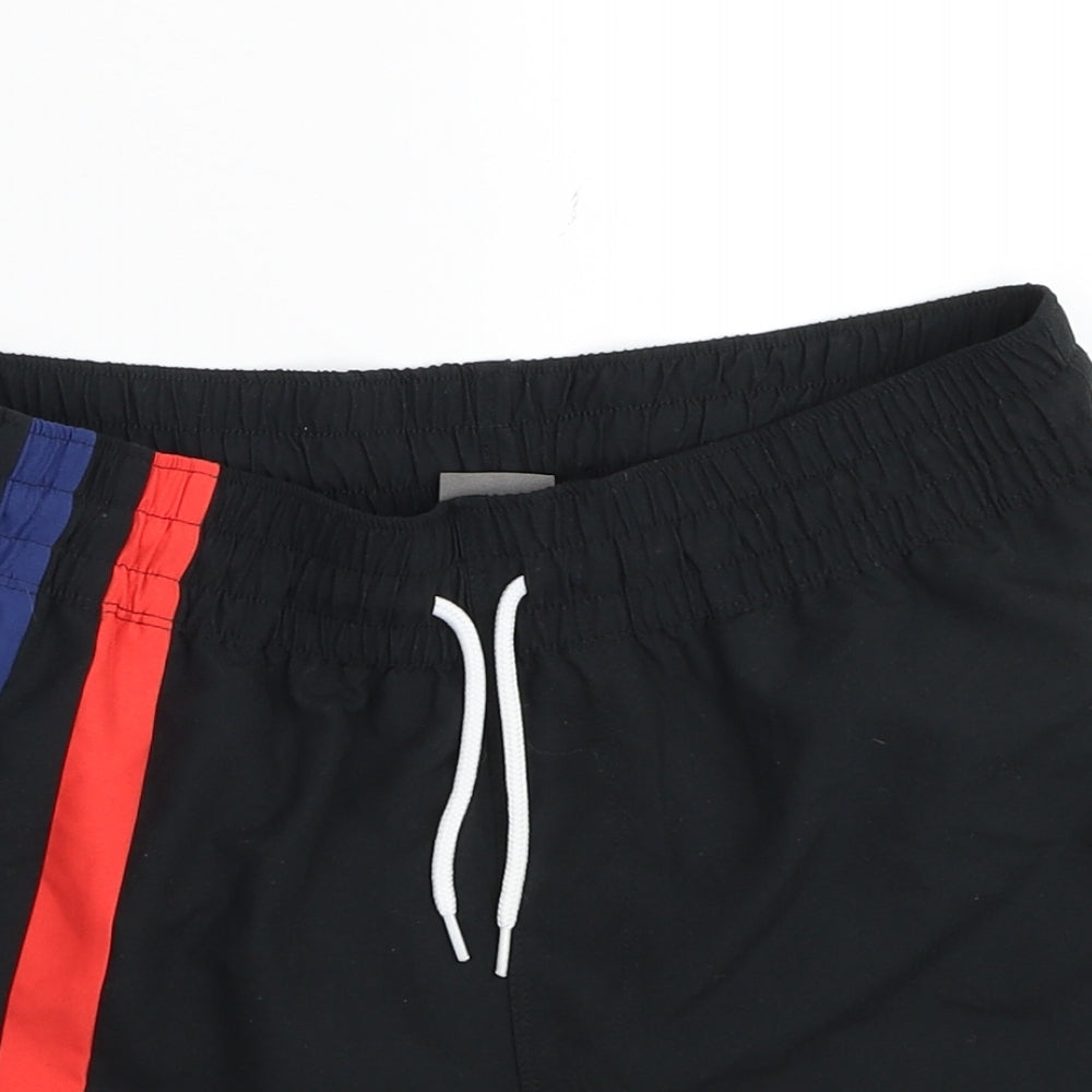 ASOS Mens Black Striped Polyester Sweat Shorts Size S Regular Drawstring