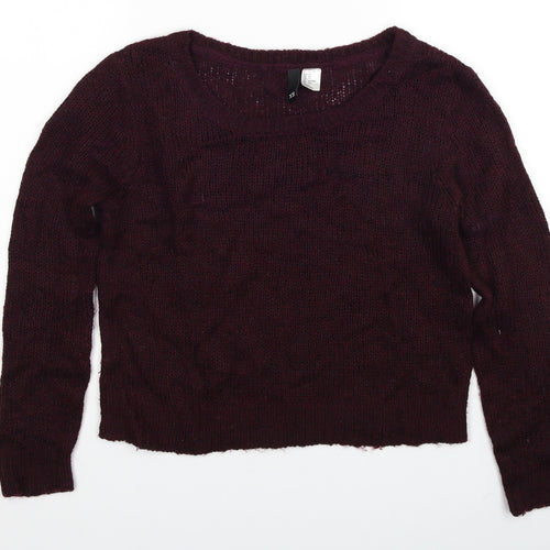 Divided by H&M Womens Red Scoop Neck Acrylic Pullover Jumper Size XS