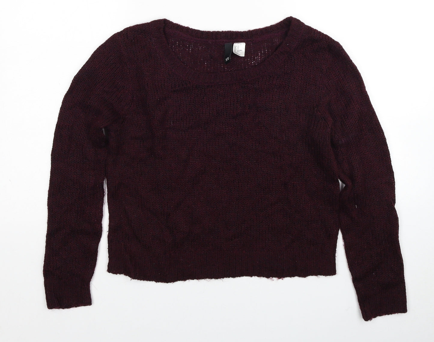 Divided by H&M Womens Red Scoop Neck Acrylic Pullover Jumper Size XS