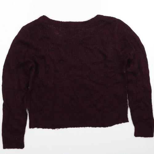 Divided by H&M Womens Red Scoop Neck Acrylic Pullover Jumper Size XS