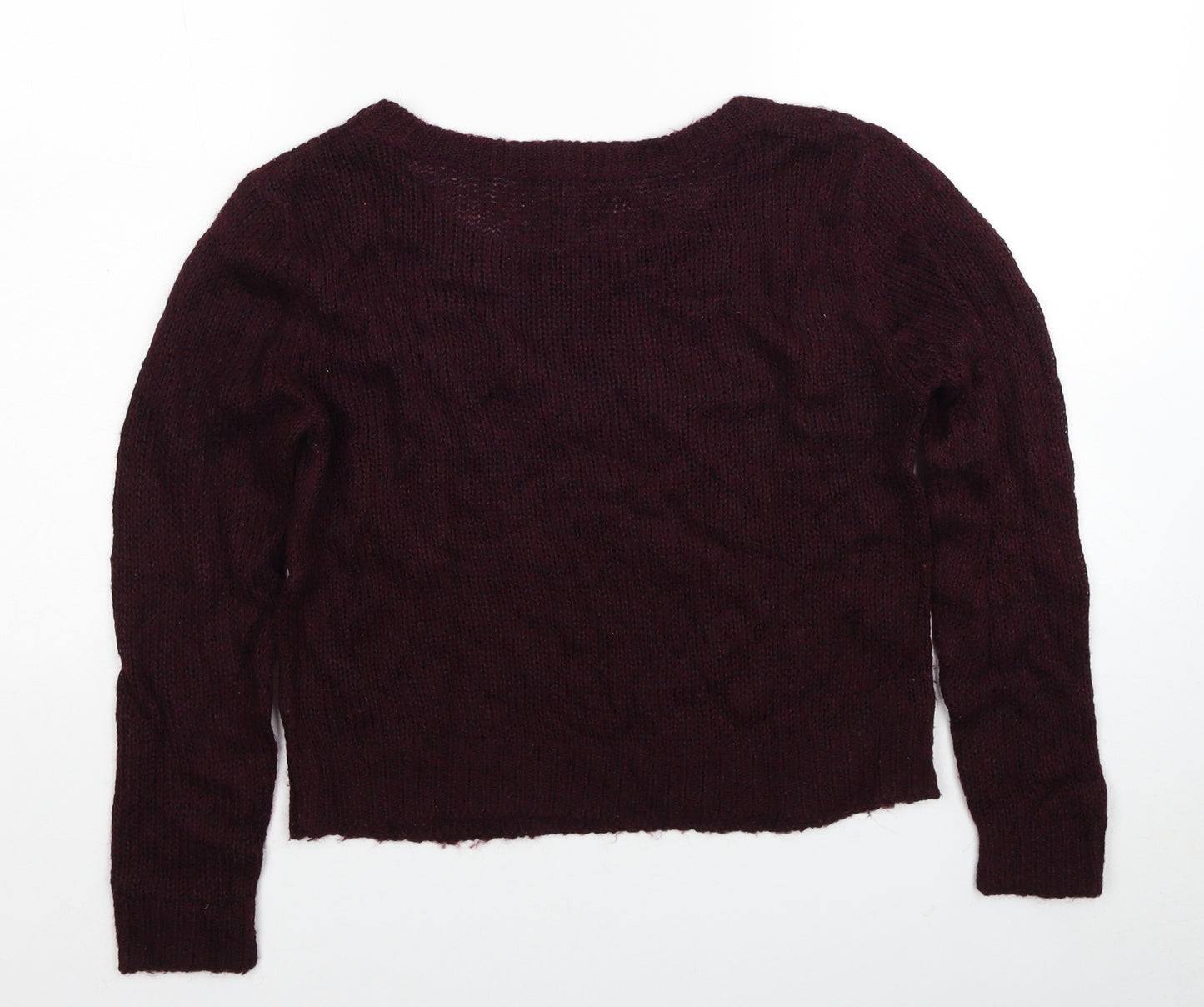 Divided by H&M Womens Red Scoop Neck Acrylic Pullover Jumper Size XS