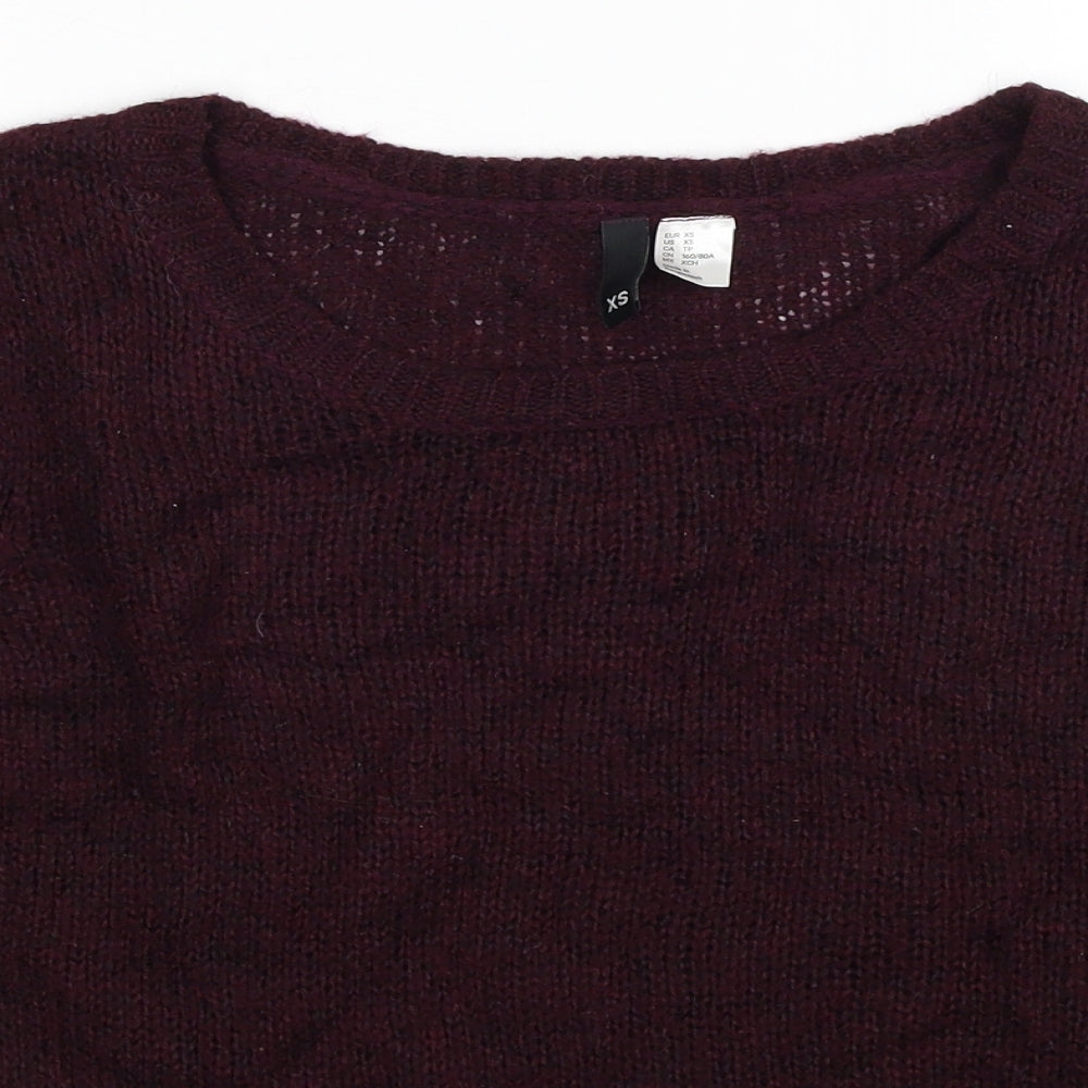 Divided by H&M Womens Red Scoop Neck Acrylic Pullover Jumper Size XS