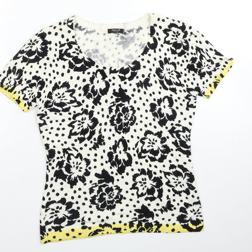 Precis Womens Multicoloured Floral Viscose Basic T-Shirt Size XS Round Neck