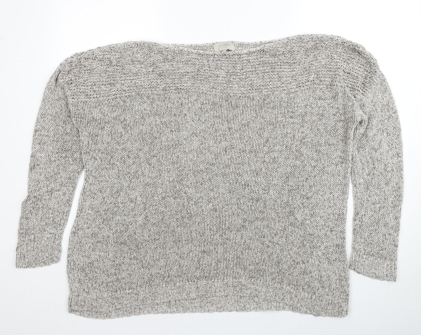 Hobbs Womens Grey Boat Neck Cotton Pullover Jumper Size L