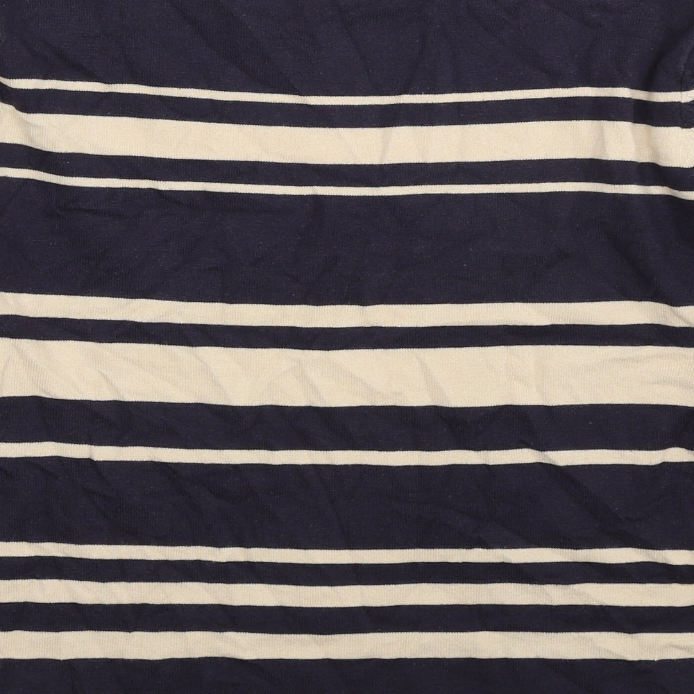 TIGI Womens Blue Round Neck Striped Cotton Pullover Jumper Size 14 - Size 14-16