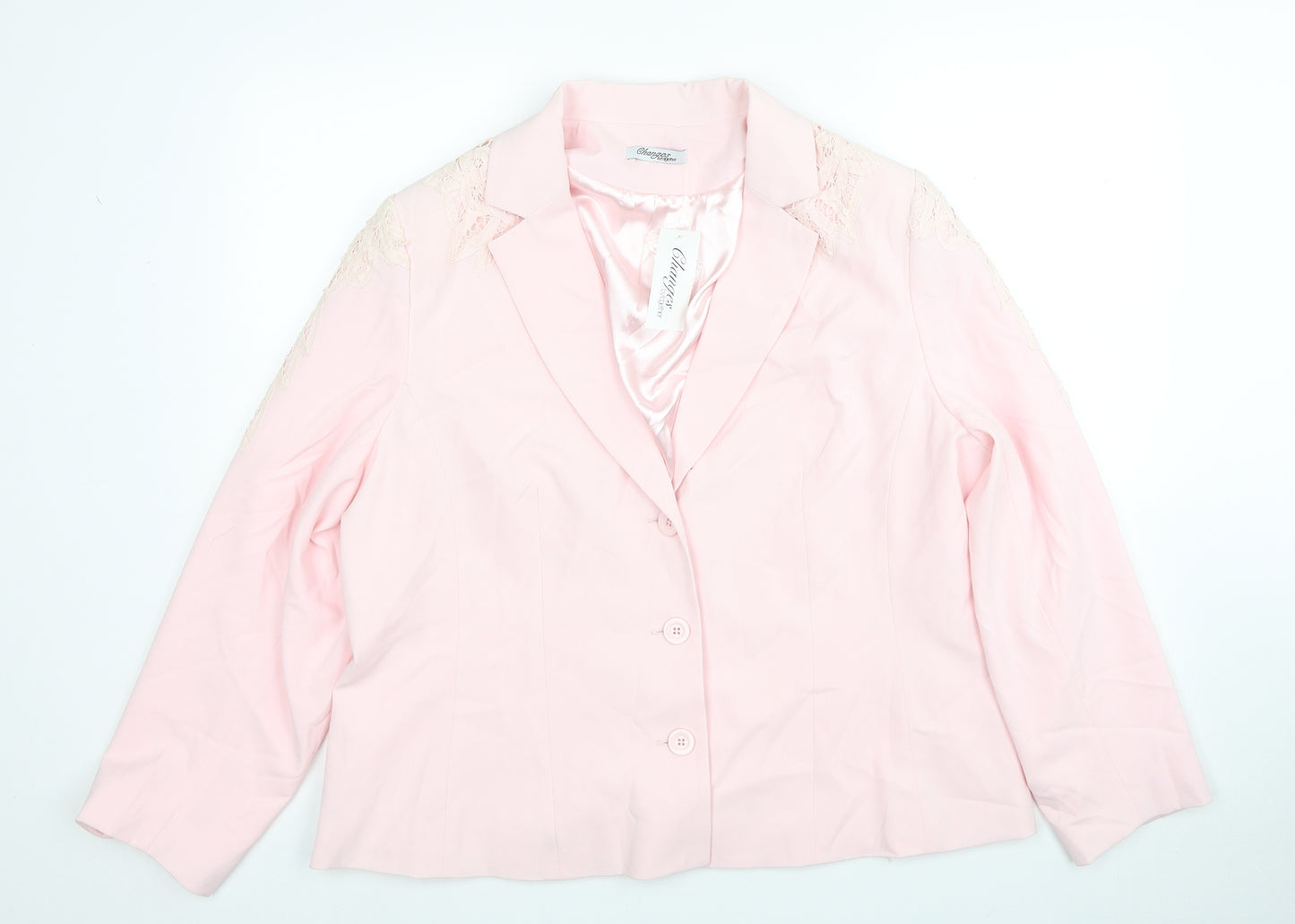 Changes By Together Womens Pink Jacket Blazer Size 20 Button - Lace Detail