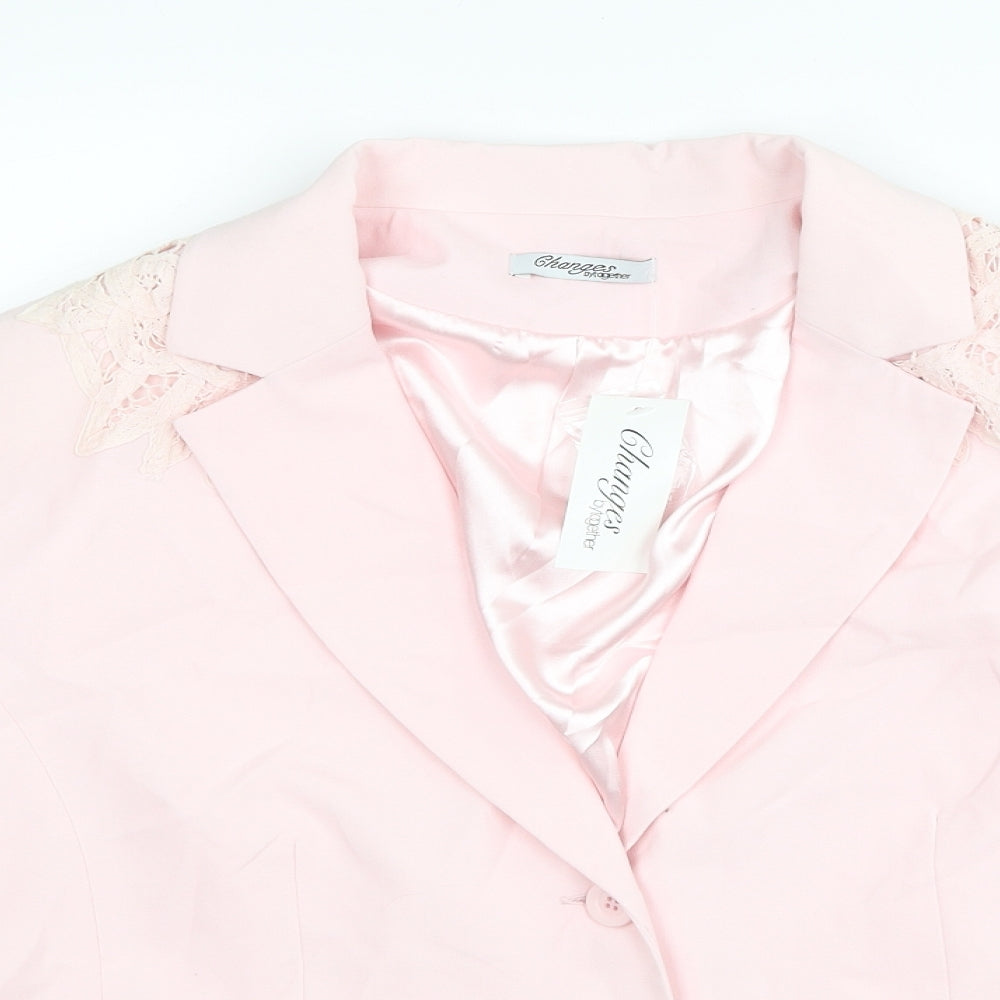 Changes By Together Womens Pink Jacket Blazer Size 20 Button - Lace Detail