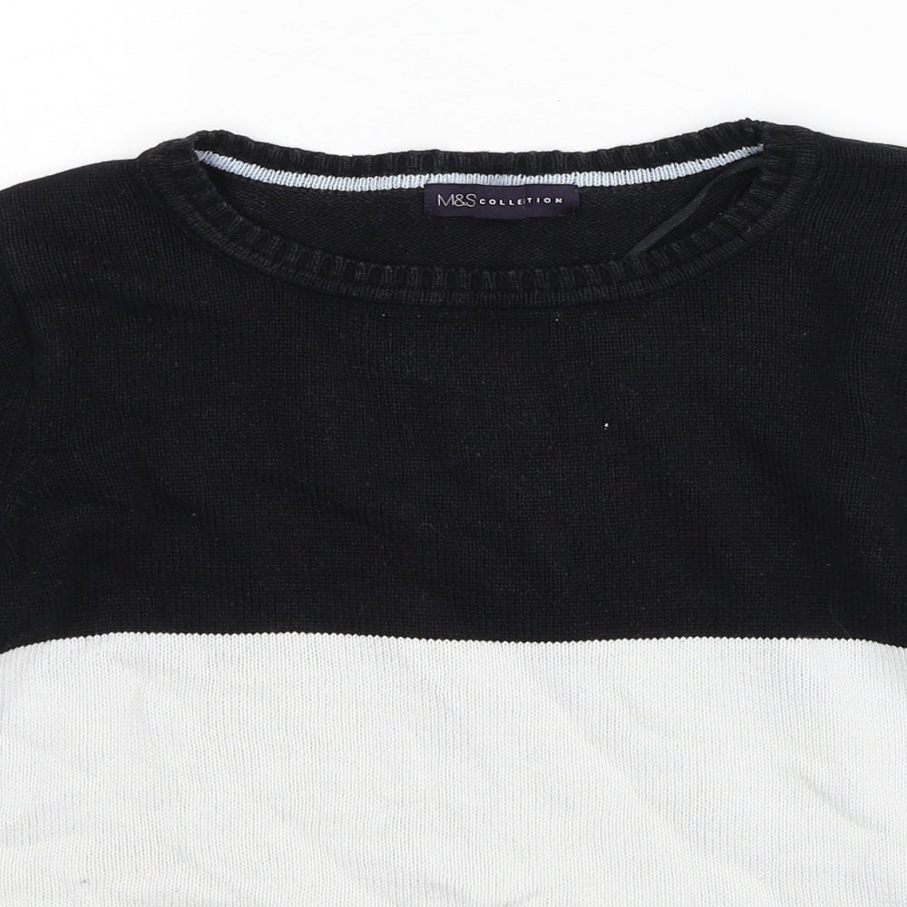 Marks and Spencer Womens Black Round Neck Cotton Pullover Jumper Size 8