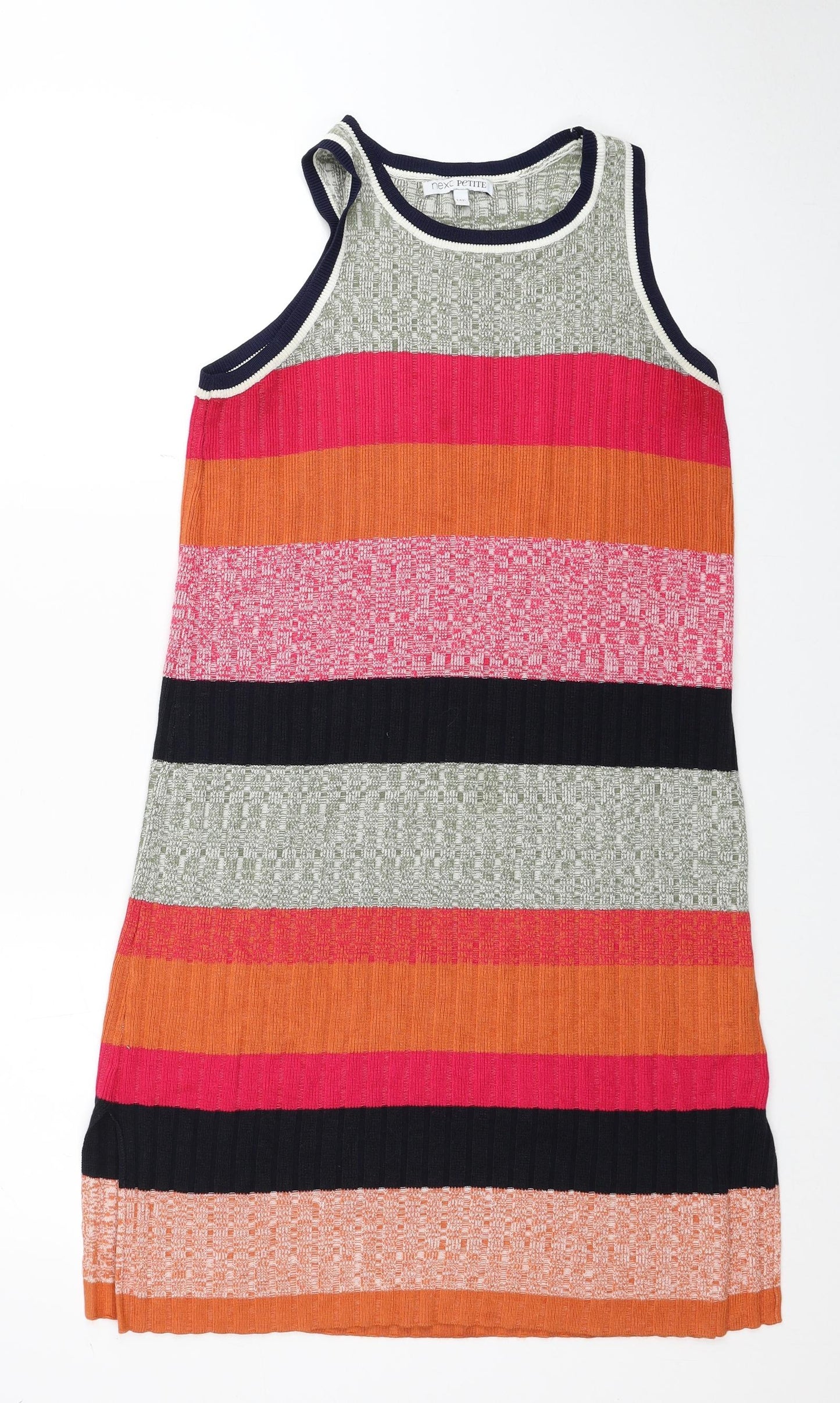 NEXT Womens Multicoloured Striped Viscose Tank Dress Size 4XL Round Neck Pullover