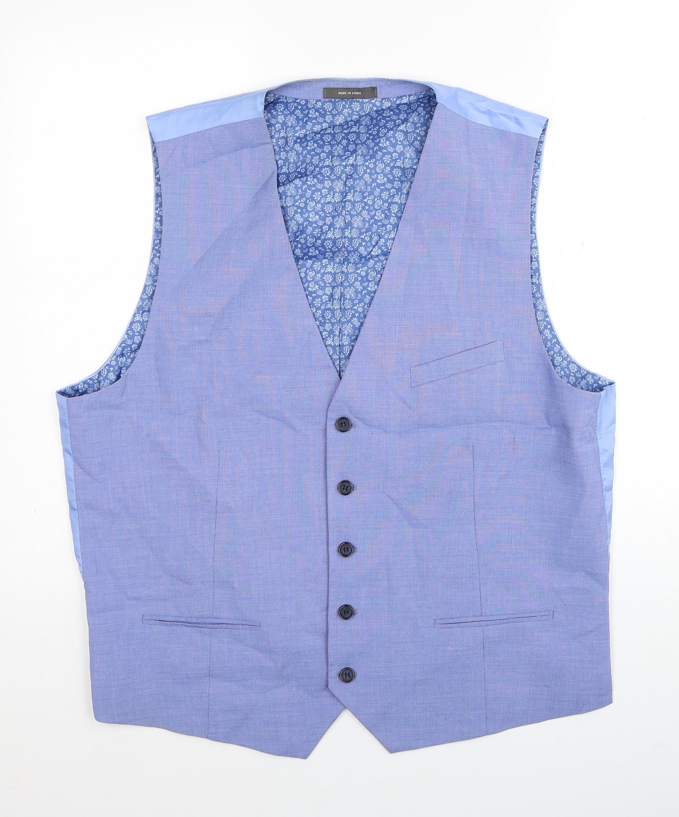 Primark Mens Blue Polyester Jacket Suit Waistcoat Size XL Regular