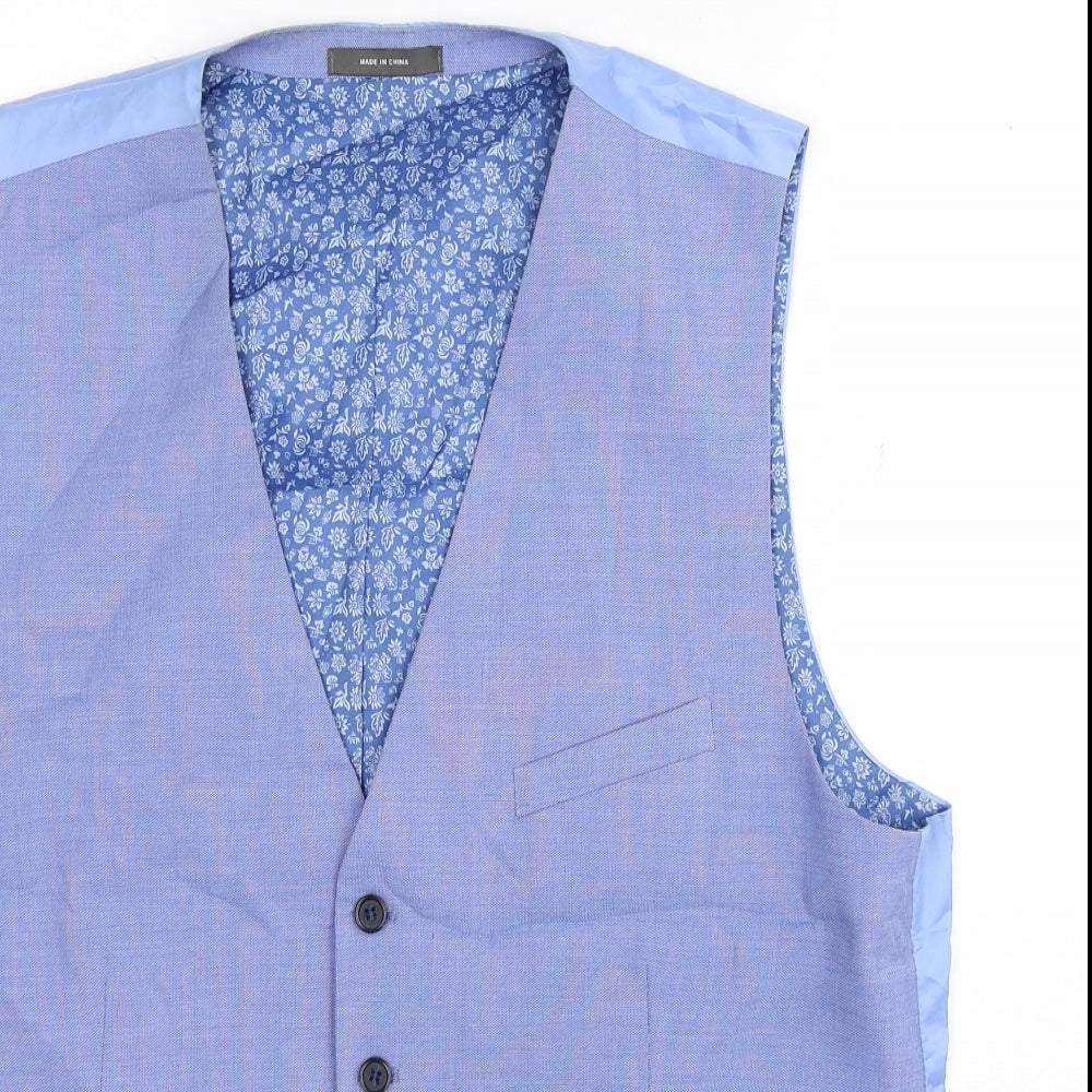 Primark Mens Blue Polyester Jacket Suit Waistcoat Size XL Regular