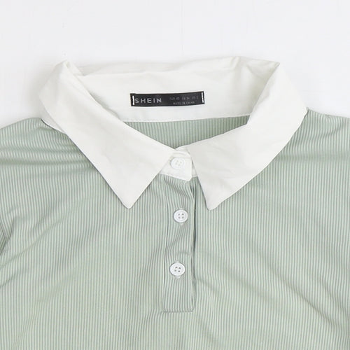 SheIn Womens Green Polyester Cropped Polo Size XS Collared