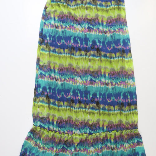 BCX Womens Multicoloured Geometric Polyester Maxi Size L Square Neck Pullover