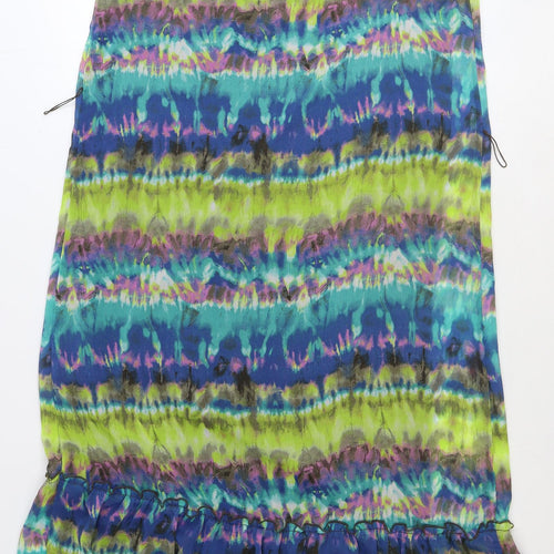 BCX Womens Multicoloured Geometric Polyester Maxi Size L Square Neck Pullover