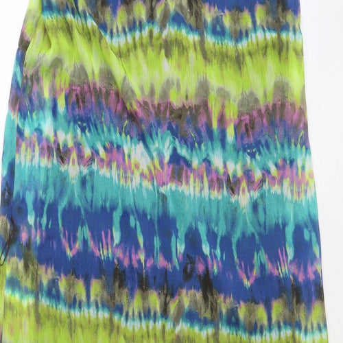 BCX Womens Multicoloured Geometric Polyester Maxi Size L Square Neck Pullover