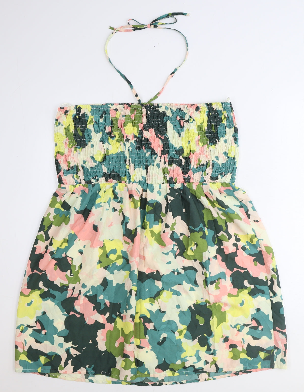 Primark Womens Multicoloured Geometric Polyester Tank Dress Size XL Halter Tie