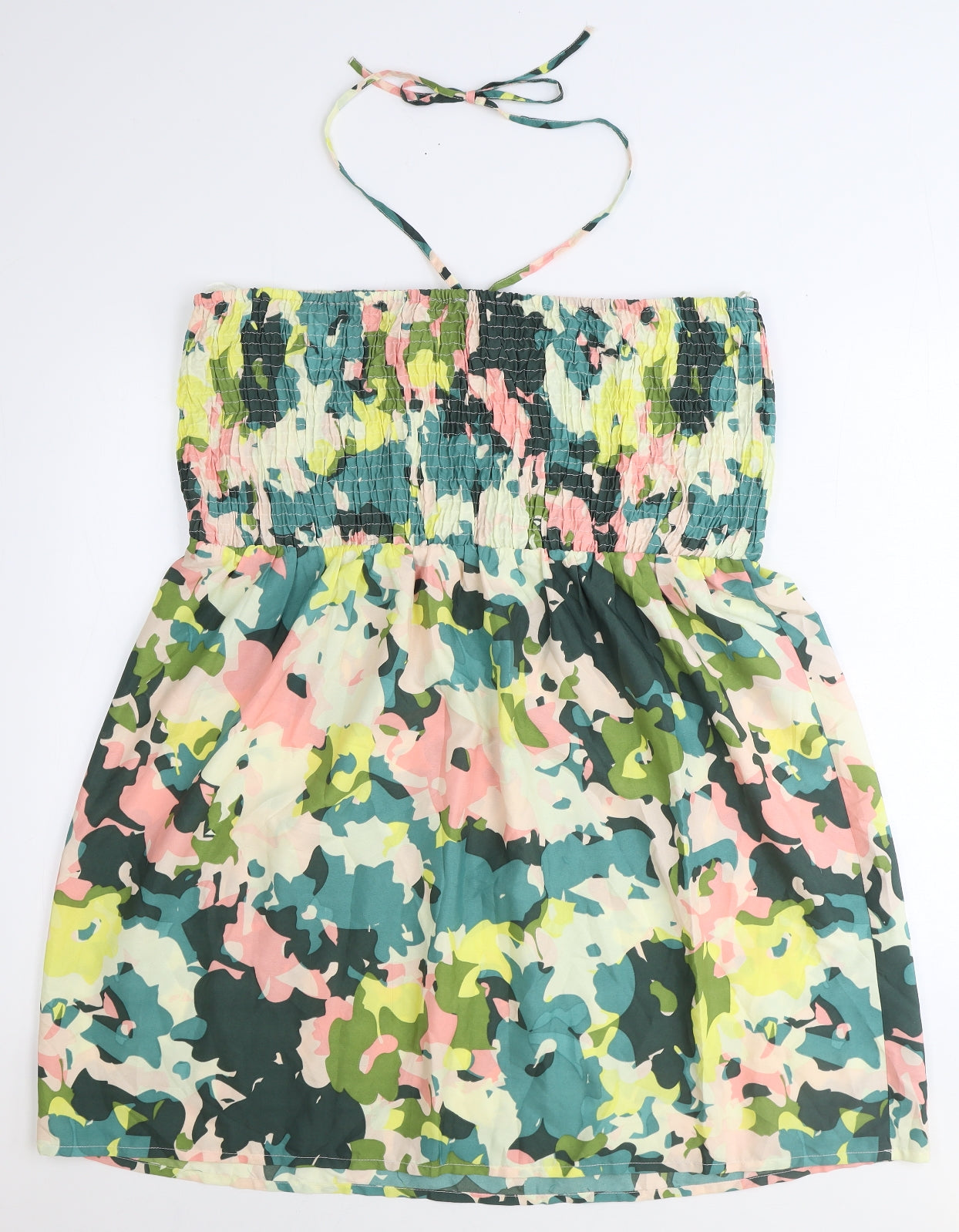 Primark Womens Multicoloured Geometric Polyester Tank Dress Size XL Halter Tie