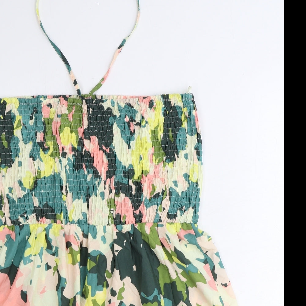 Primark Womens Multicoloured Geometric Polyester Tank Dress Size XL Halter Tie