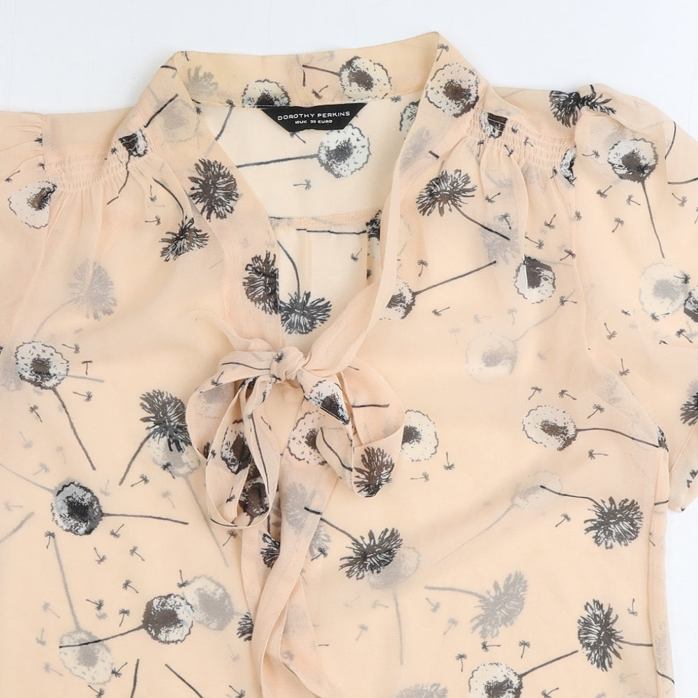 Dorothy Perkins Womens Pink Geometric Polyester Basic Blouse Size 10 V-Neck