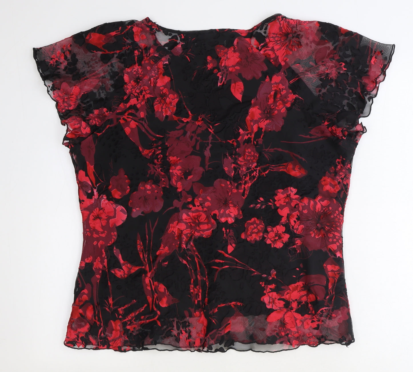 Anna rose Womens Black Floral Polyester Basic Blouse Size 18 Round Neck