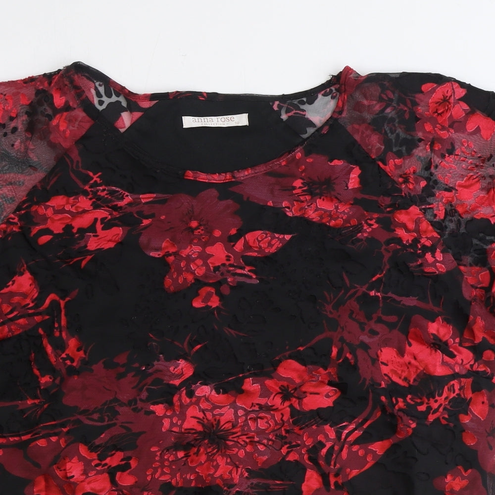 Anna rose Womens Black Floral Polyester Basic Blouse Size 18 Round Neck