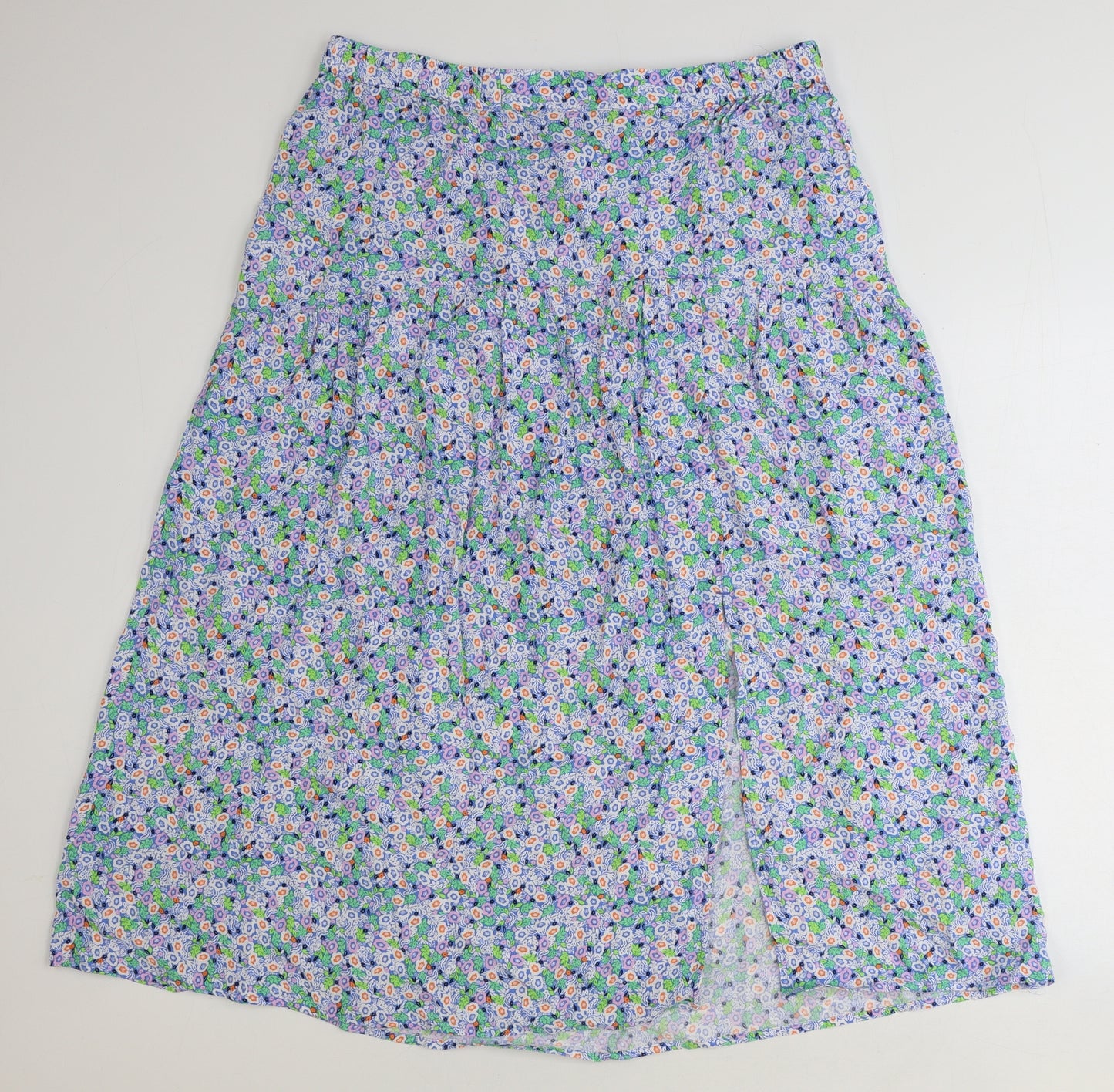 Marks and Spencer Womens Blue Floral Viscose Peasant Skirt Size 16