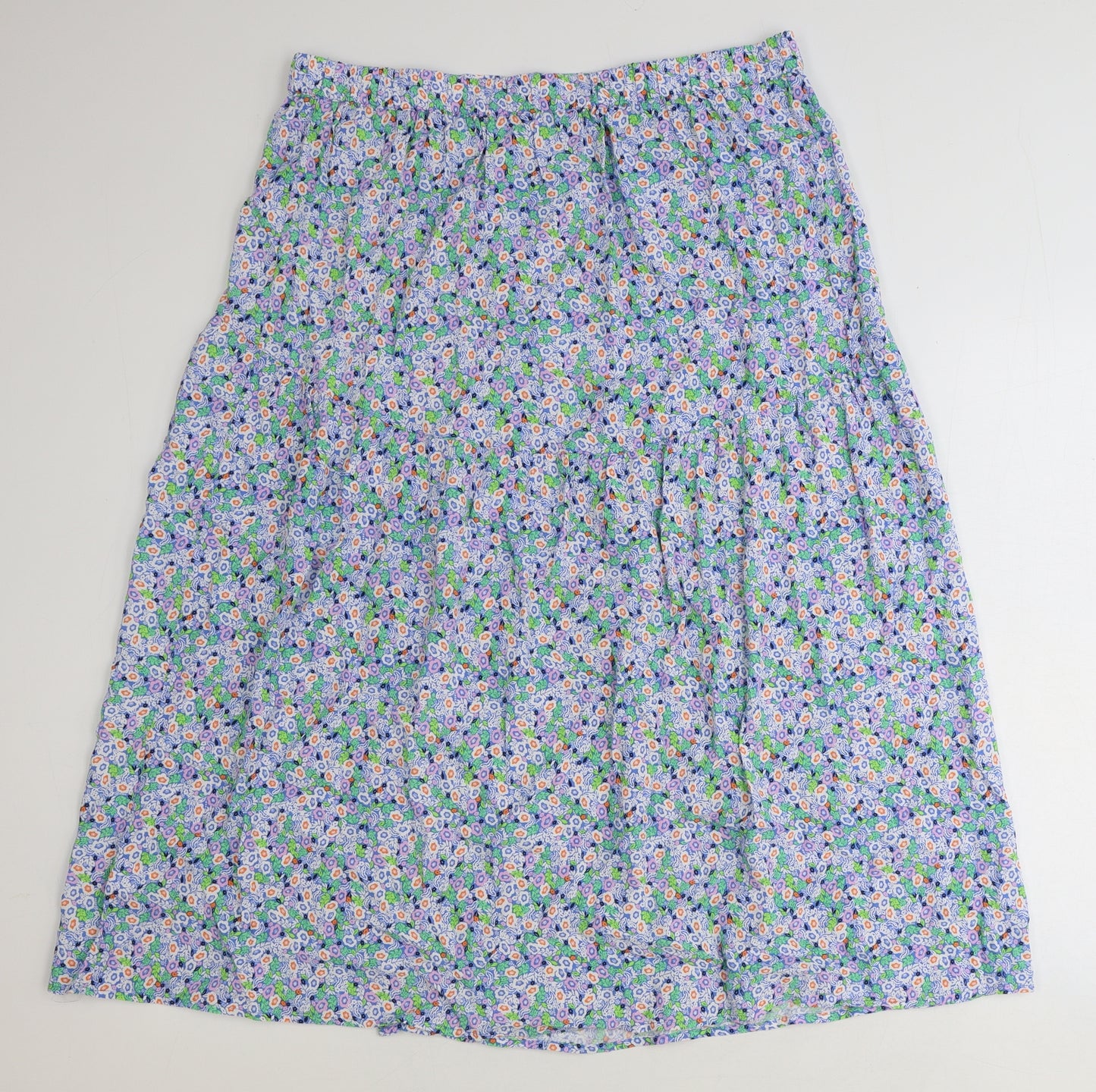 Marks and Spencer Womens Blue Floral Viscose Peasant Skirt Size 16