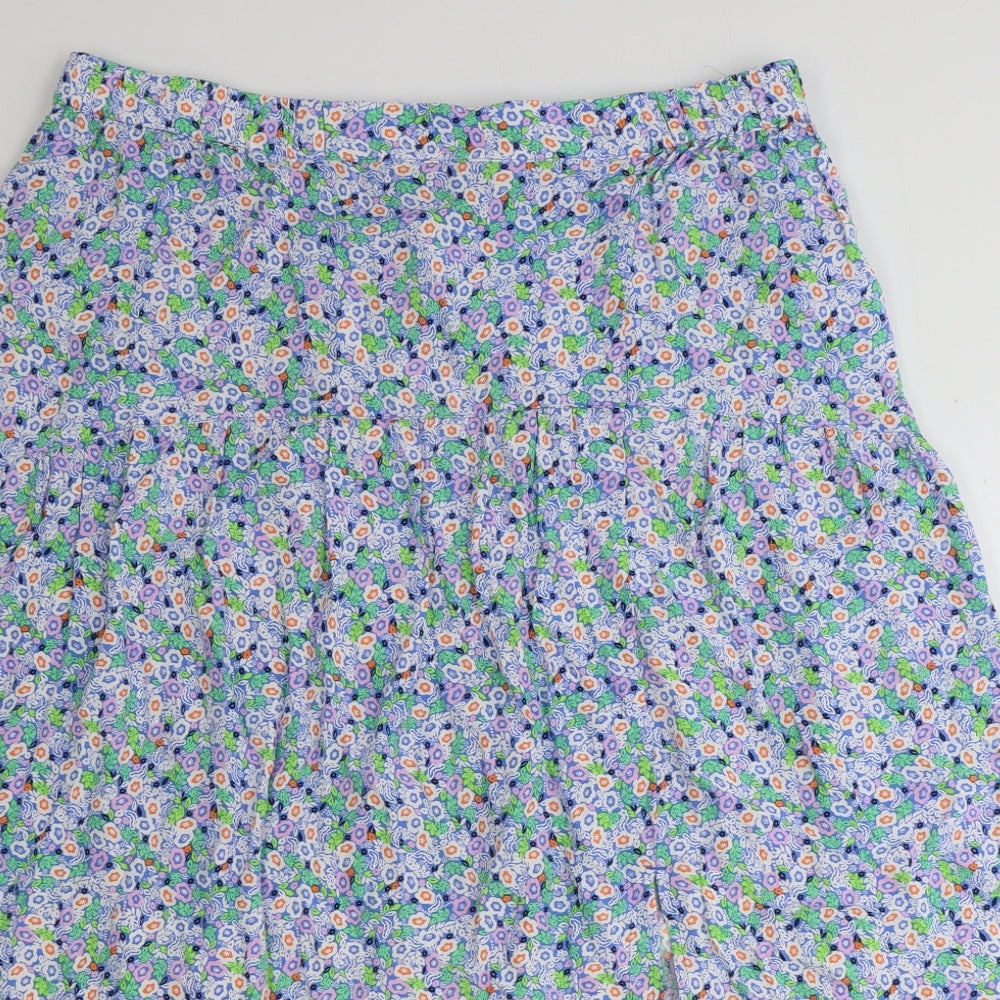 Marks and Spencer Womens Blue Floral Viscose Peasant Skirt Size 16