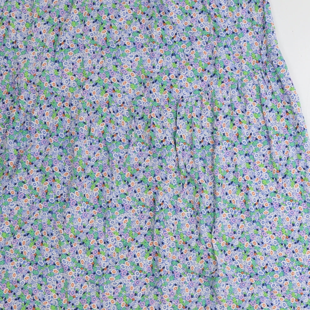 Marks and Spencer Womens Blue Floral Viscose Peasant Skirt Size 16