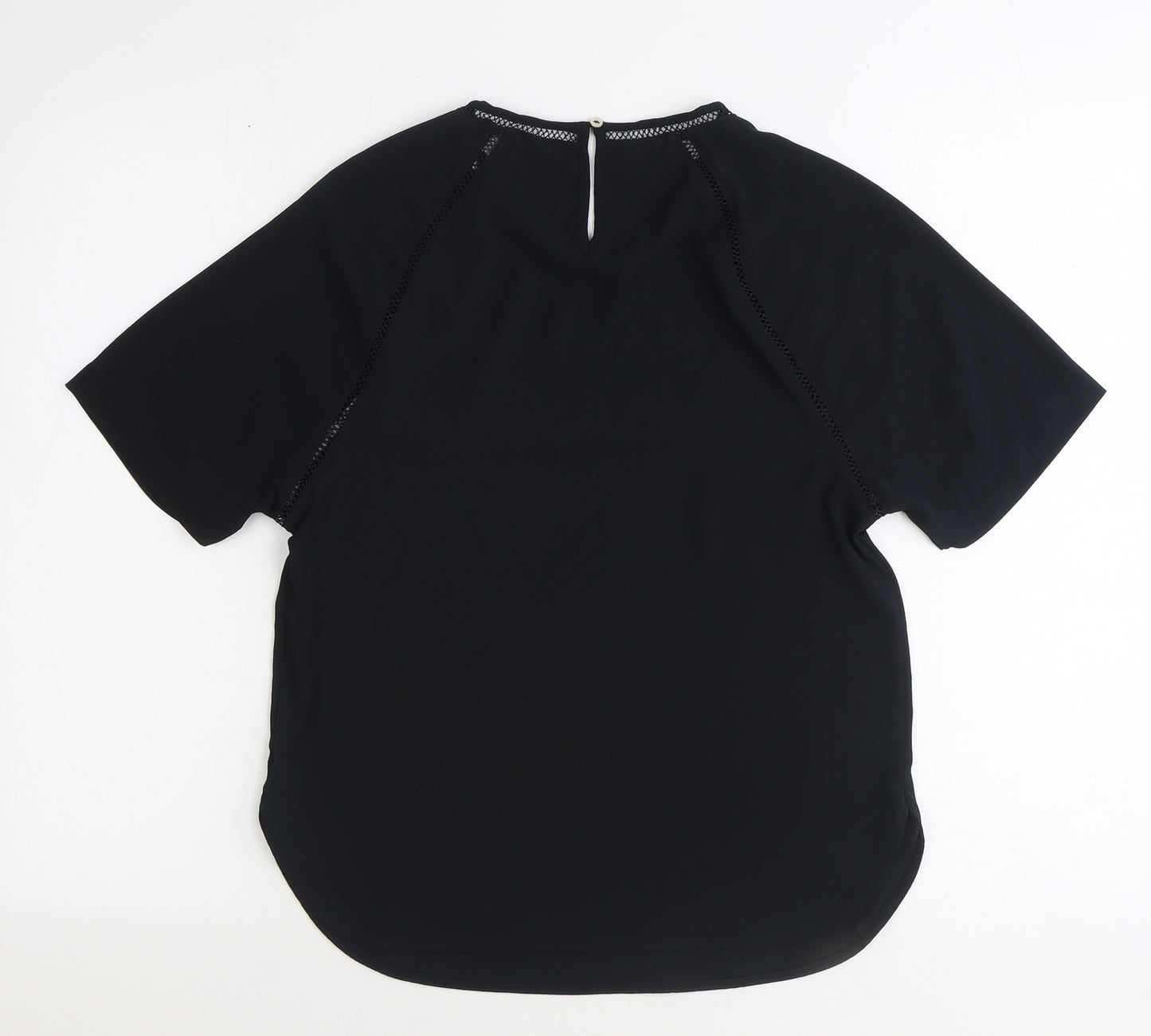 Marks and Spencer Womens Black Polyester Basic T-Shirt Size 6 Scoop Neck