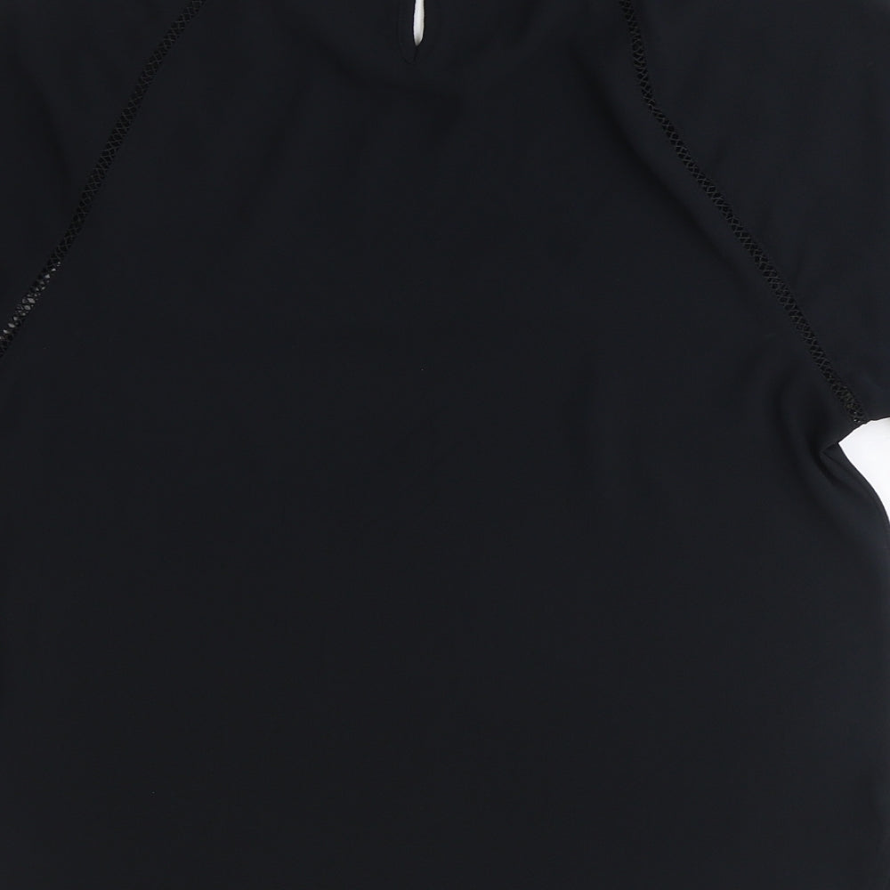 Marks and Spencer Womens Black Polyester Basic T-Shirt Size 6 Scoop Neck