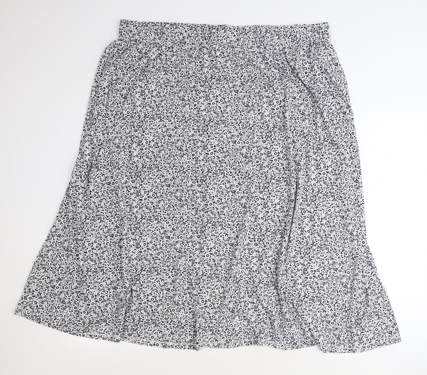 Marks and Spencer Womens Blue Floral Viscose Swing Skirt Size 20