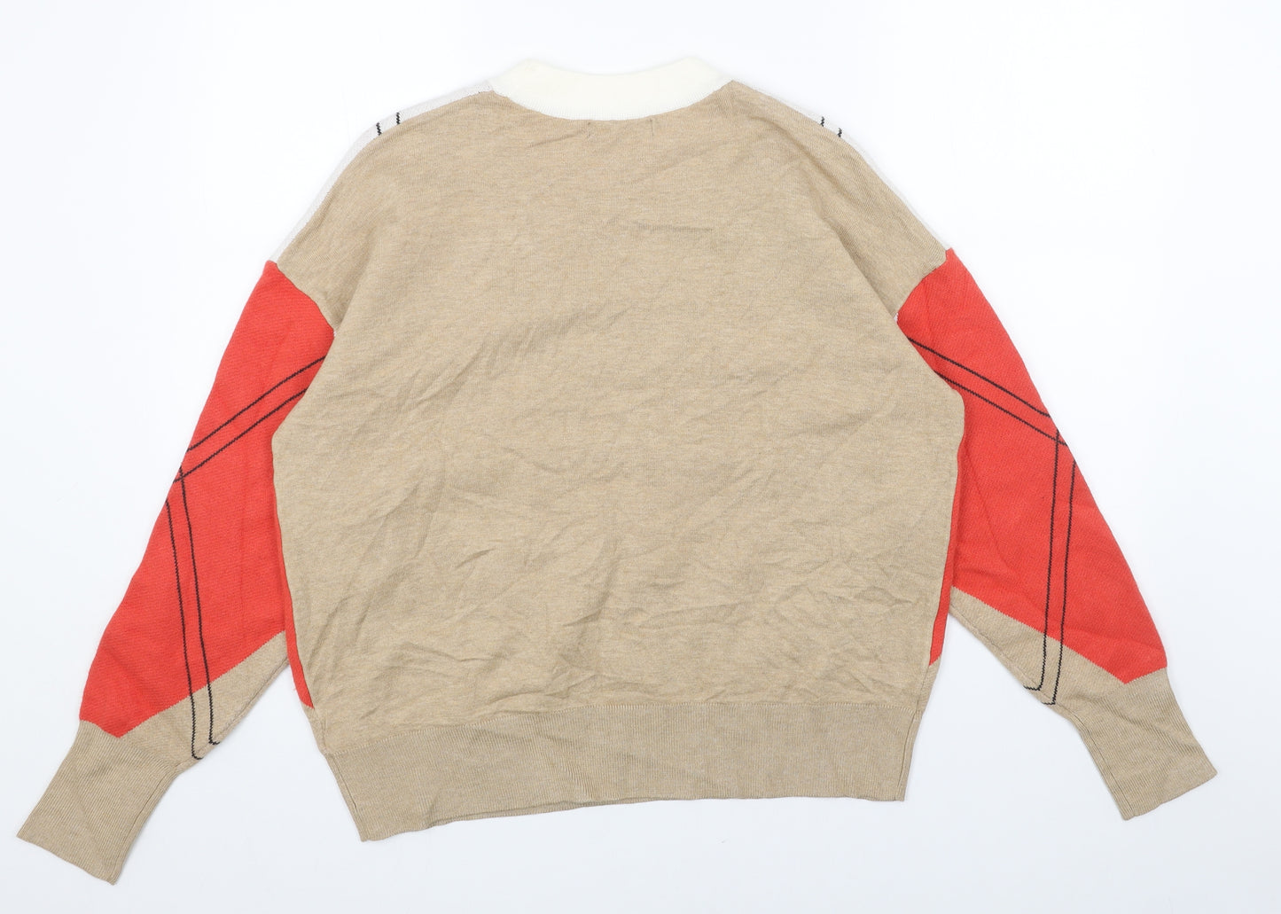 Marks and Spencer Womens Grey Round Neck Geometric Acrylic Pullover Jumper Size L