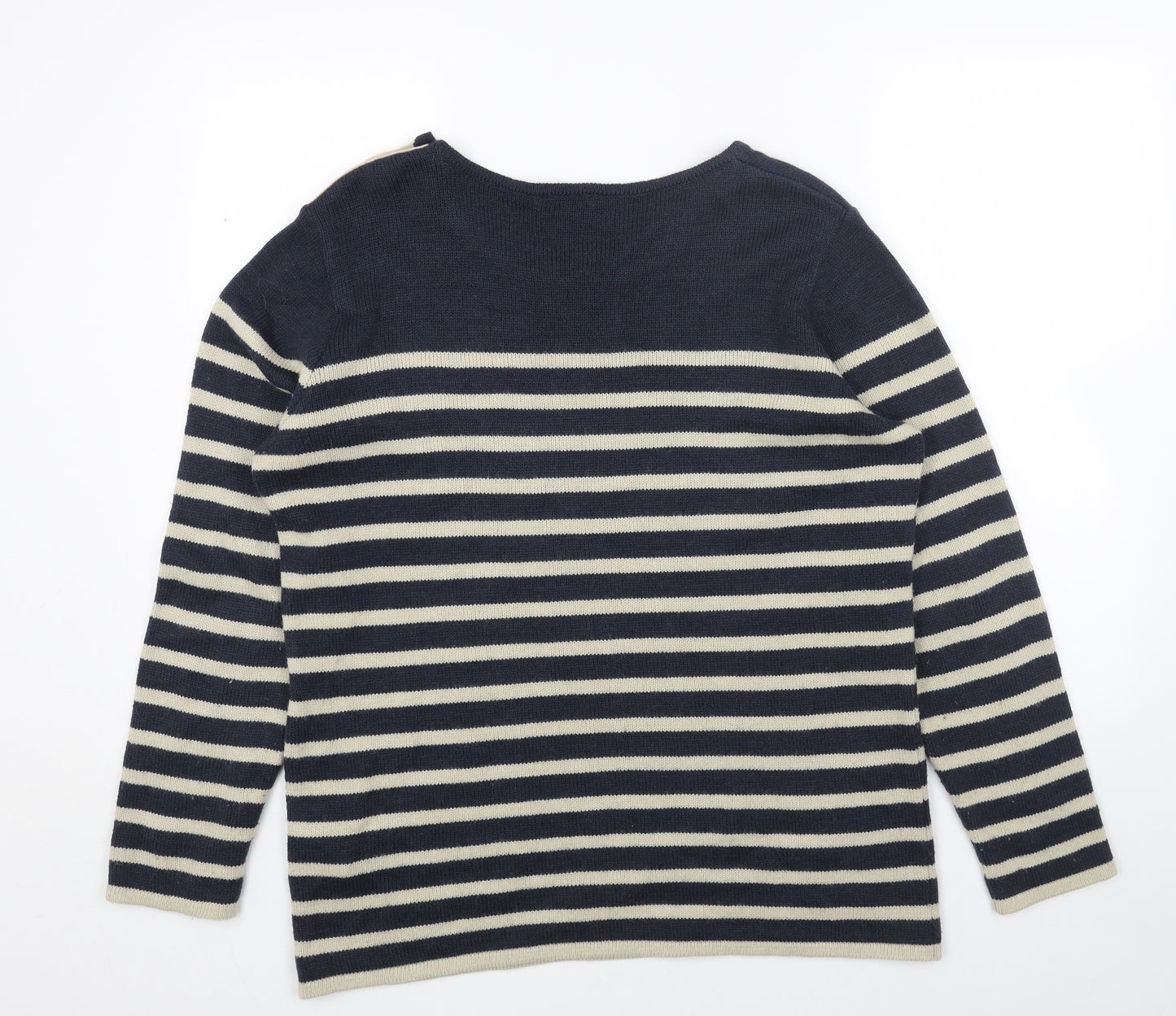 THERMOLITE Womens Blue Scoop Neck Striped Acrylic Tunic Jumper Size 18