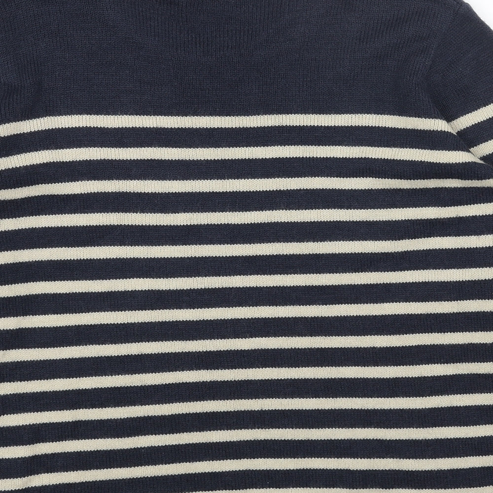 THERMOLITE Womens Blue Scoop Neck Striped Acrylic Tunic Jumper Size 18