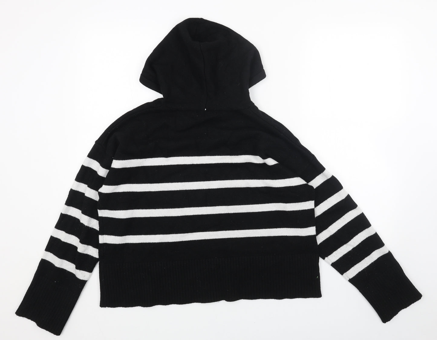 Primark Womens Black Round Neck Striped Viscose Pullover Jumper Size L
