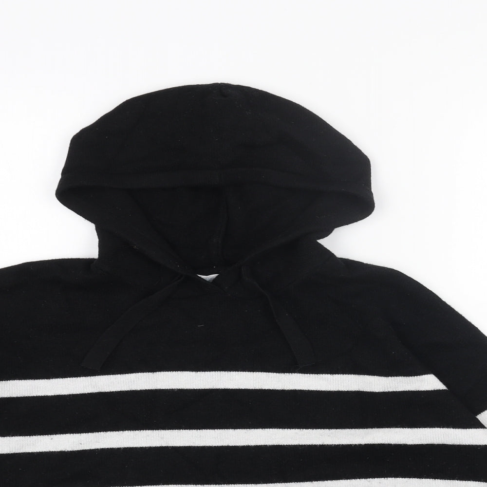 Primark Womens Black Round Neck Striped Viscose Pullover Jumper Size L