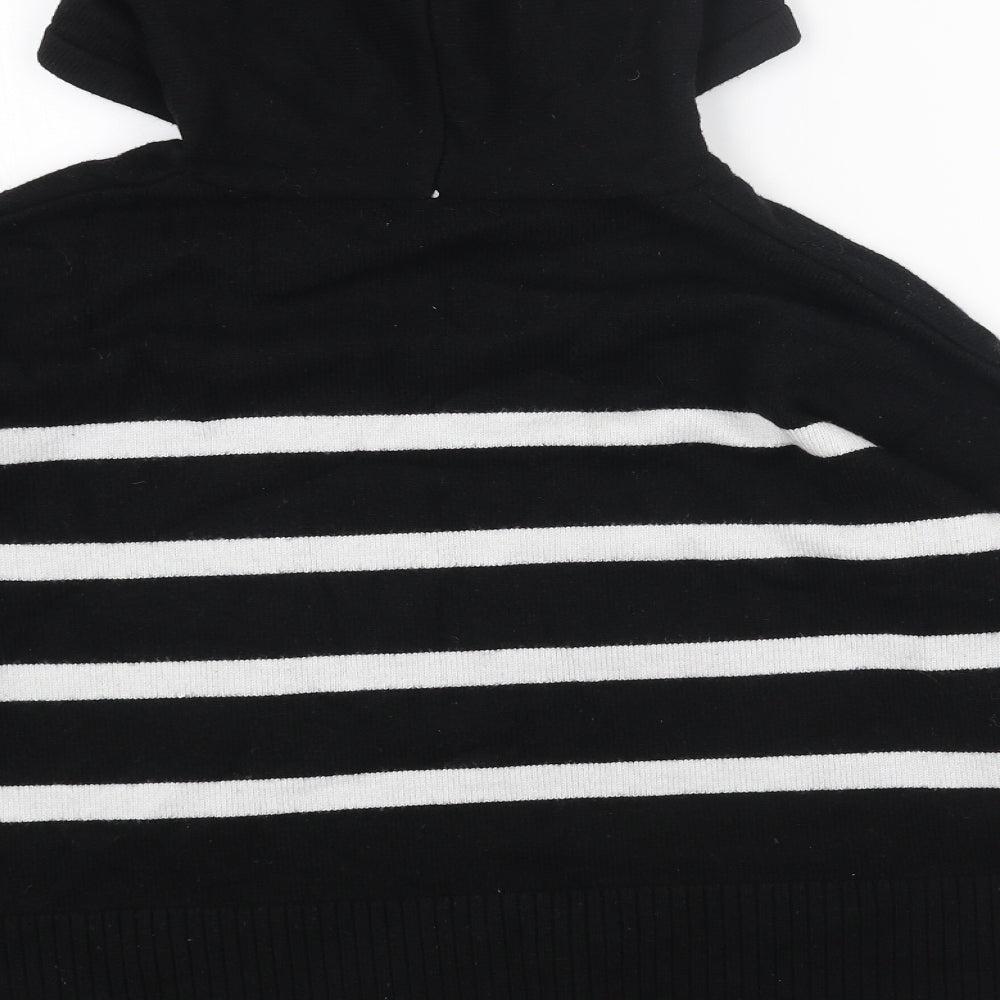 Primark Womens Black Round Neck Striped Viscose Pullover Jumper Size L