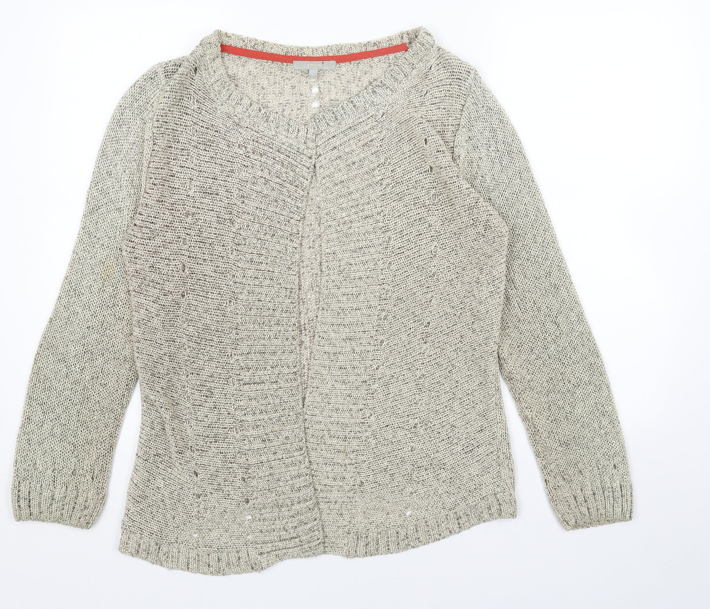 Per Una Womens Beige Boat Neck Acrylic Cardigan Jumper Size 14