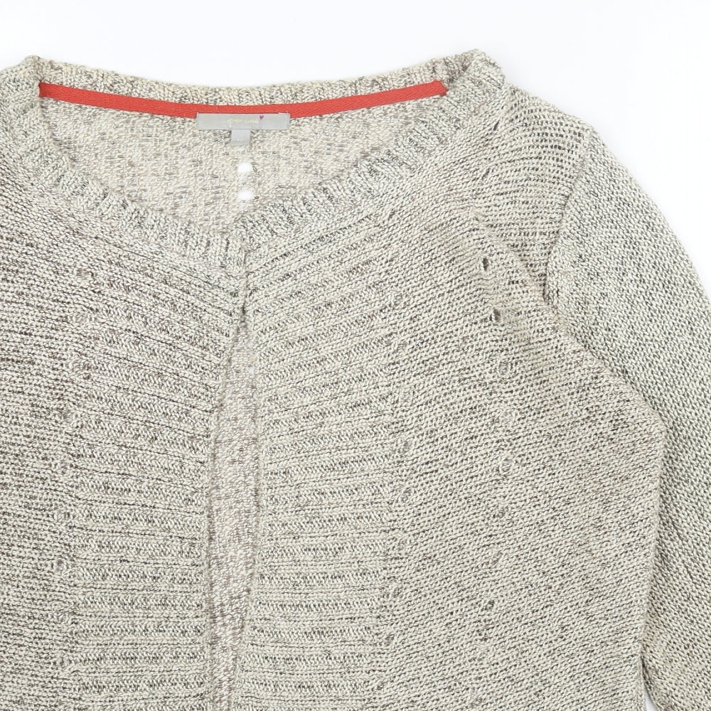 Per Una Womens Beige Boat Neck Acrylic Cardigan Jumper Size 14