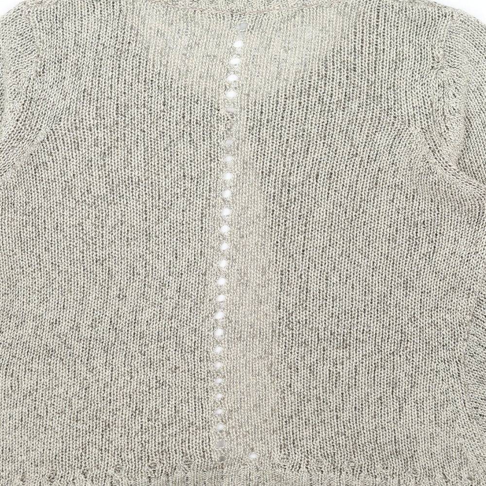 Per Una Womens Beige Boat Neck Acrylic Cardigan Jumper Size 14