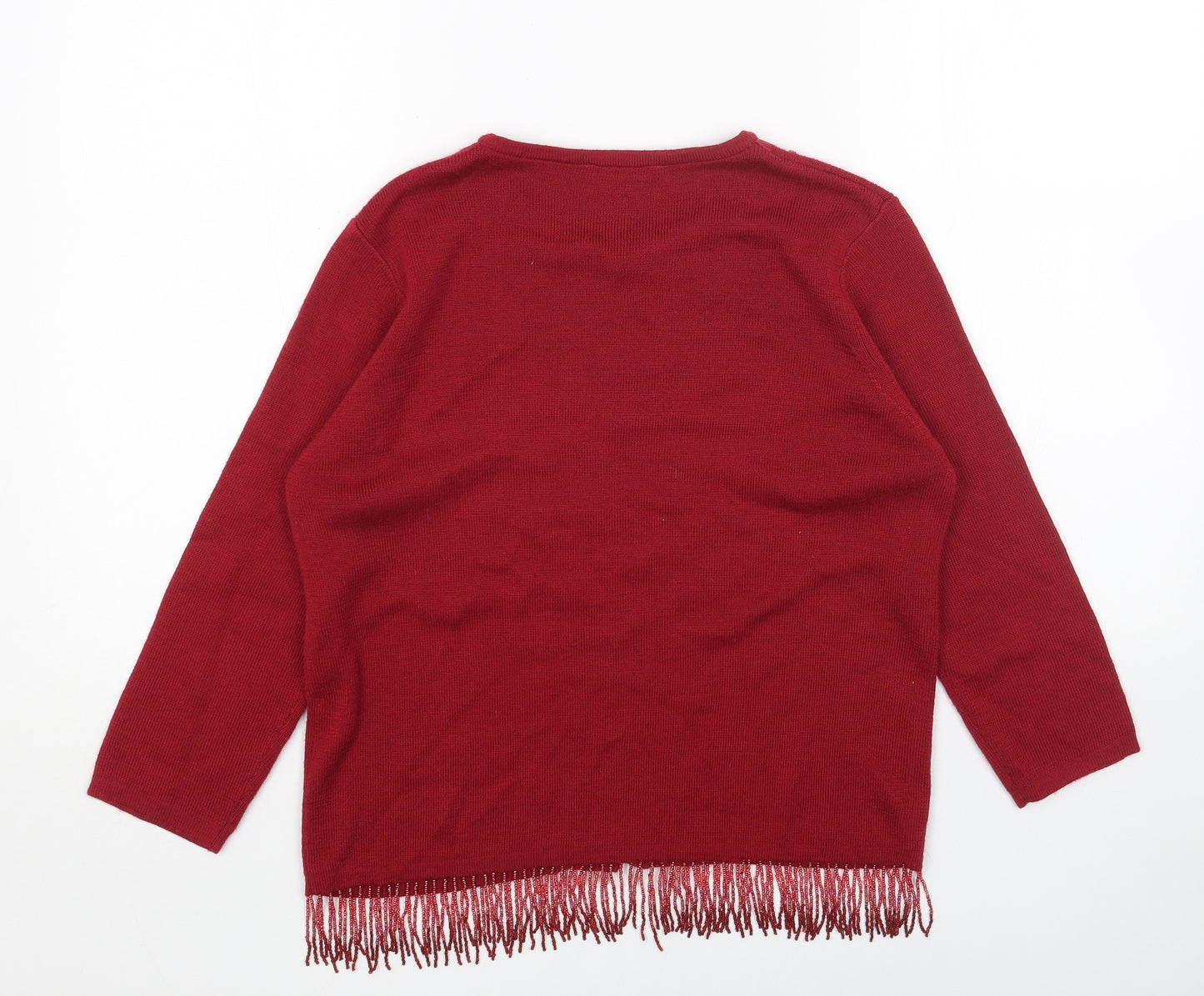 Marks and Spencer Womens Red Round Neck Acrylic Cardigan Jumper Size 14